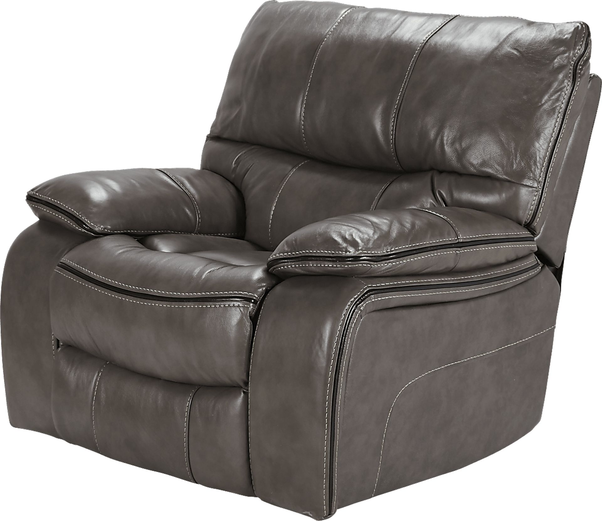Cindy Crawford Home Gianna Gray Leather Power Recliner - Image 1