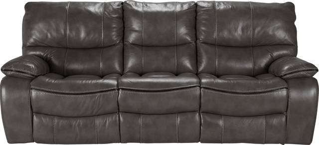 Cindy Crawford Home Gianna Gray Leather Power Reclining Sofa - Thumbnail - Image 1