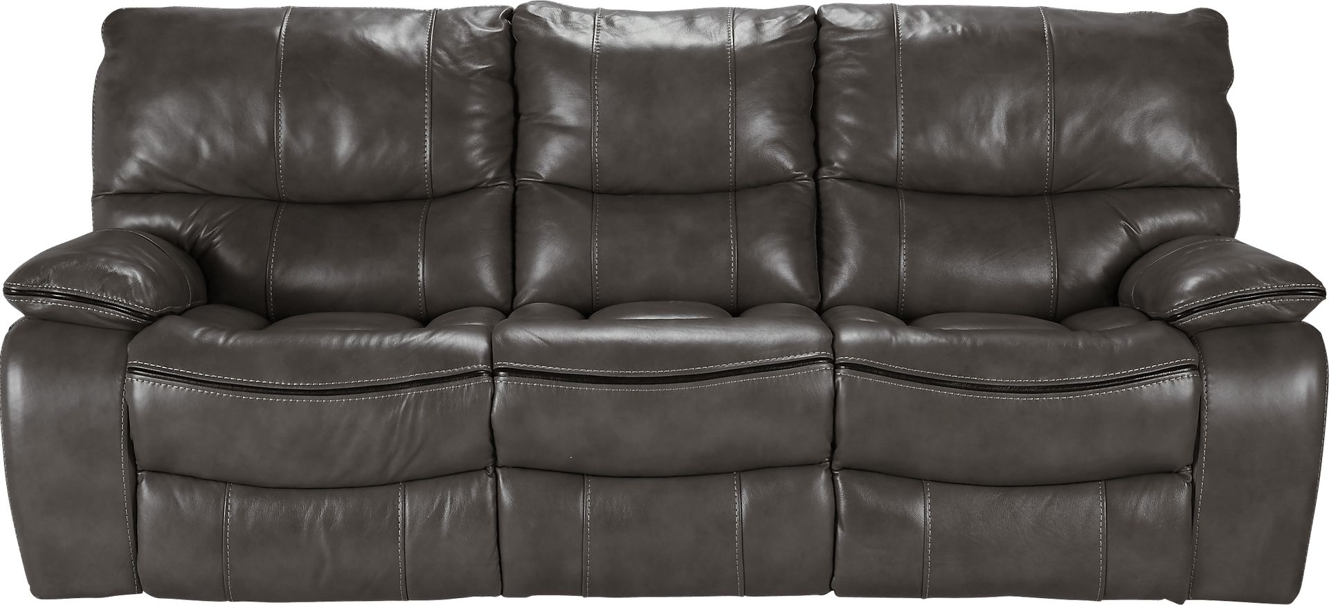 Cindy Crawford Home Gianna Gray Leather Power Reclining Sofa - Image 1