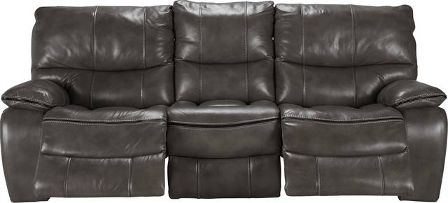 Cindy Crawford Home Gianna Gray Leather Reclining Sofa - Thumbnail - Image 2