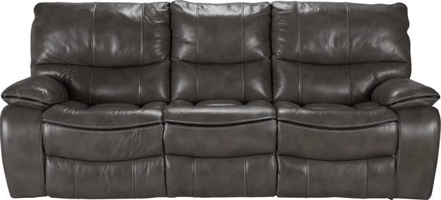 Cindy Crawford Home Gianna Gray Leather Reclining Sofa - Thumbnail - Image 1