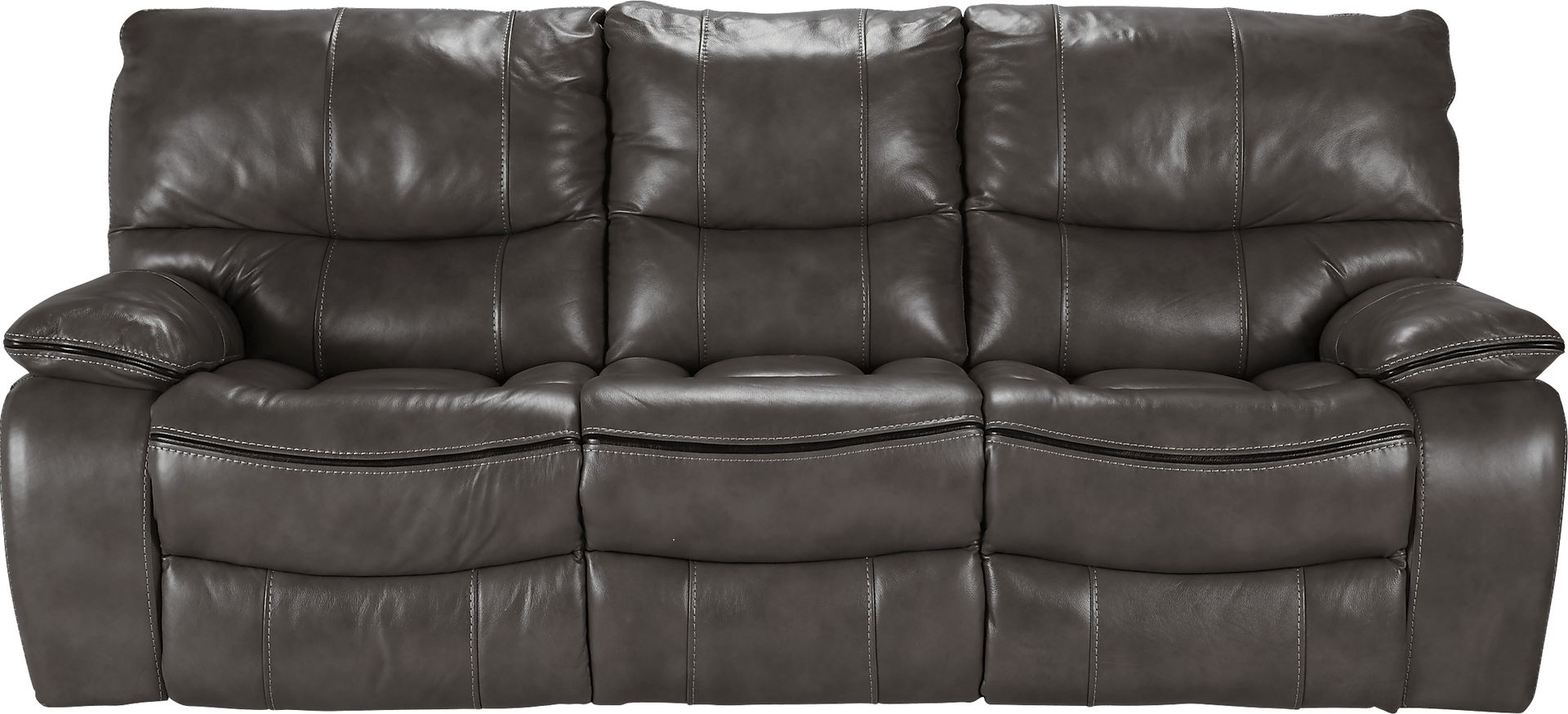 Cindy Crawford Home Gianna Gray Leather Reclining Sofa - Image 1