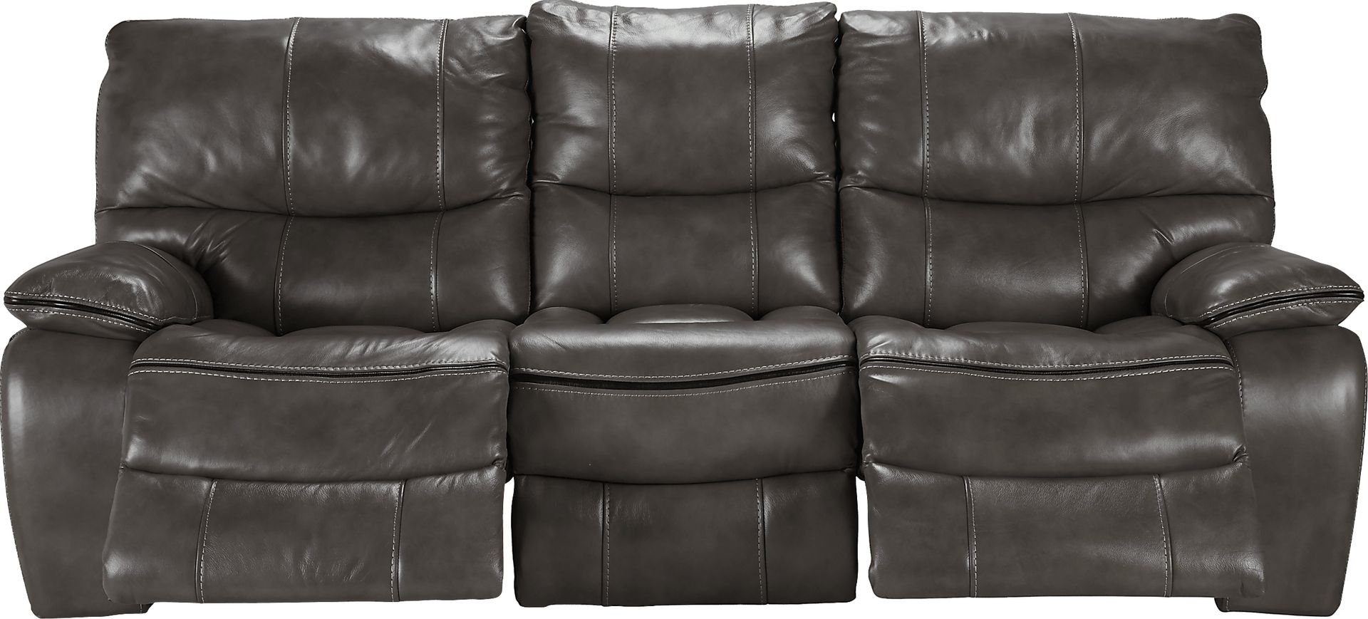 Cindy Crawford Home Gianna Gray Leather Reclining Sofa - Image 1