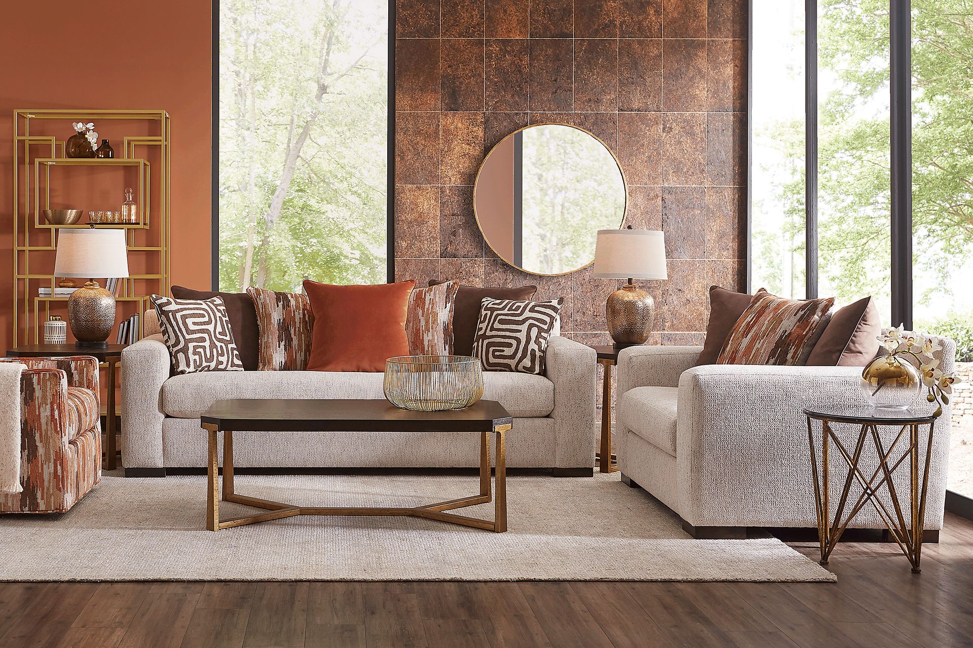 Cindy Crawford Home Glenwood Springs Beige 7 Pc Living Room - Image 1
