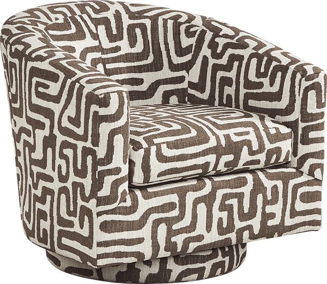 Cindy Crawford Home Glenwood Springs Brown Swivel Chair - Thumbnail - Image 1