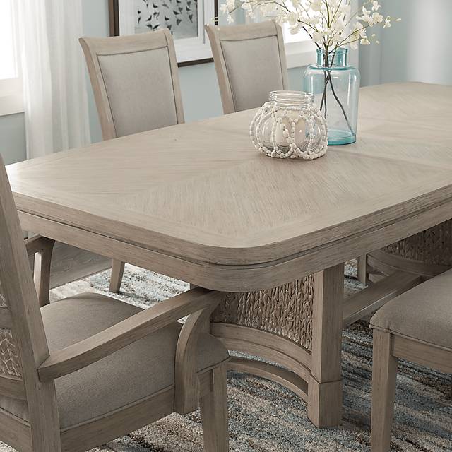 Cindy Crawford Home Golden Isles Gray Rectangle Trestle Dining Table - Thumbnail - Image 3