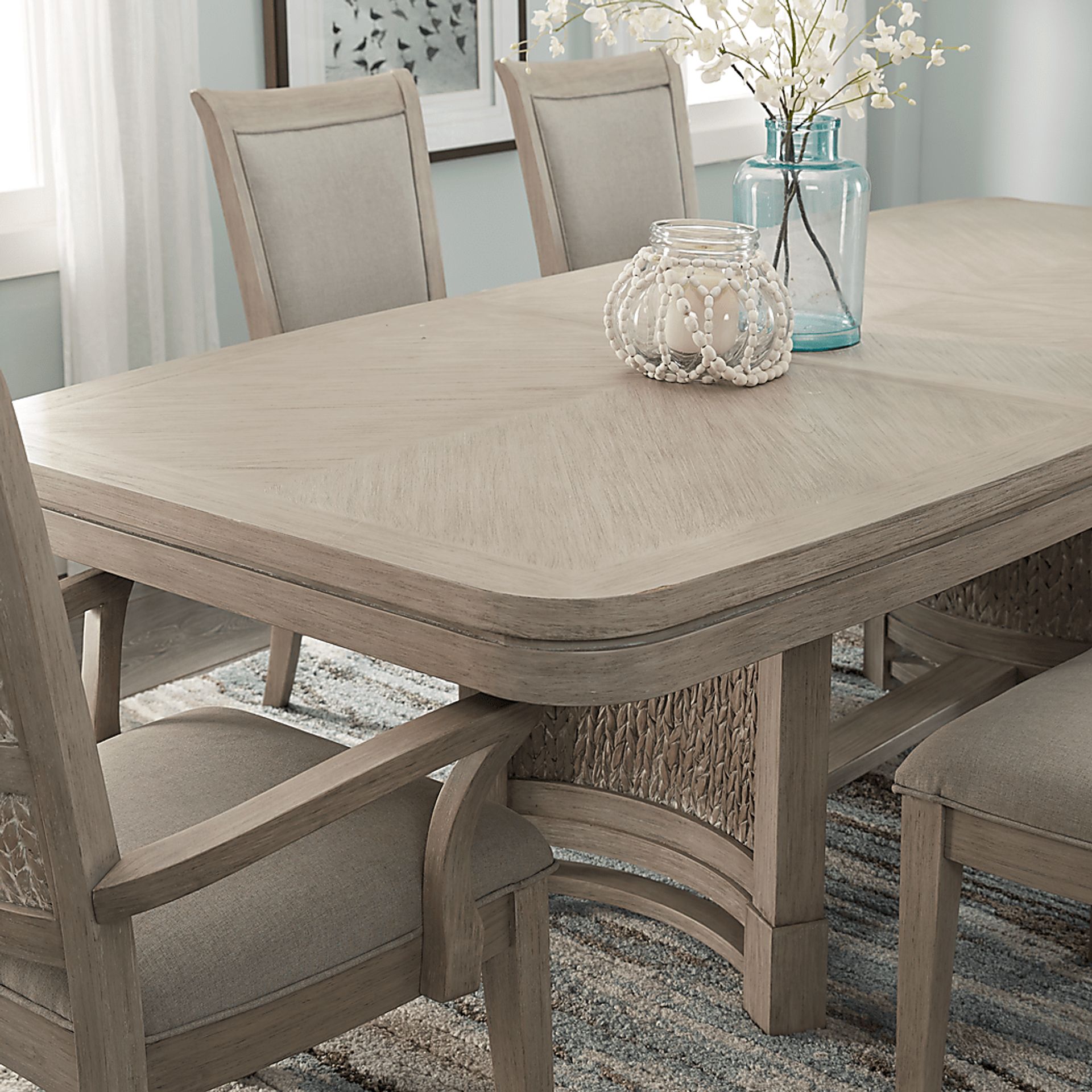 Cindy Crawford Home Golden Isles Gray Rectangle Trestle Dining Table - Image 3