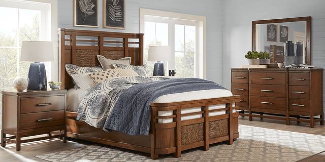 Cindy Crawford Home Golden Isles Tobacco 5 Pc King Panel Bedroom - Thumbnail - Image 1