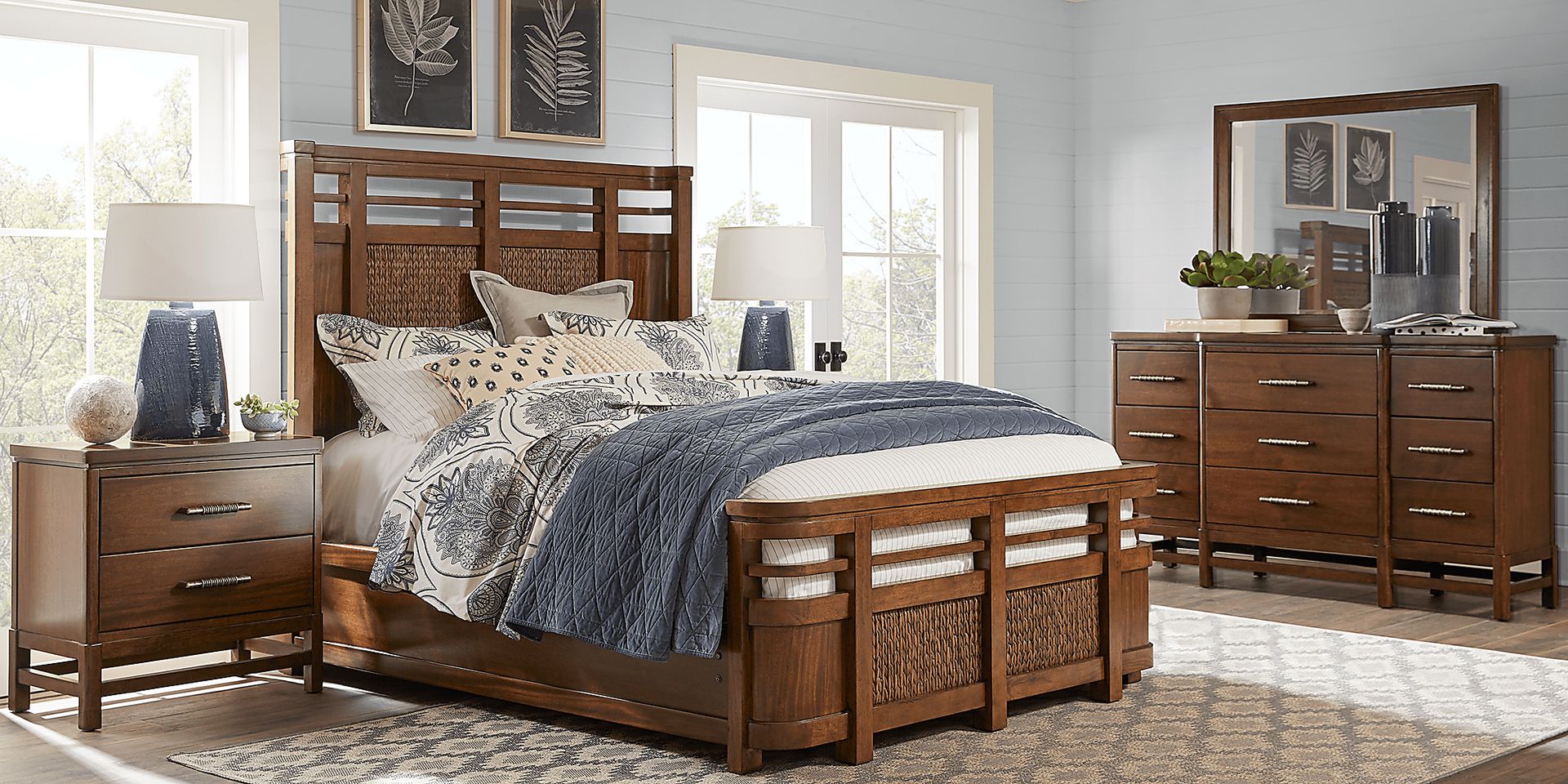 Cindy Crawford Home Golden Isles Tobacco 3 Pc Queen Panel Bed - Image 2