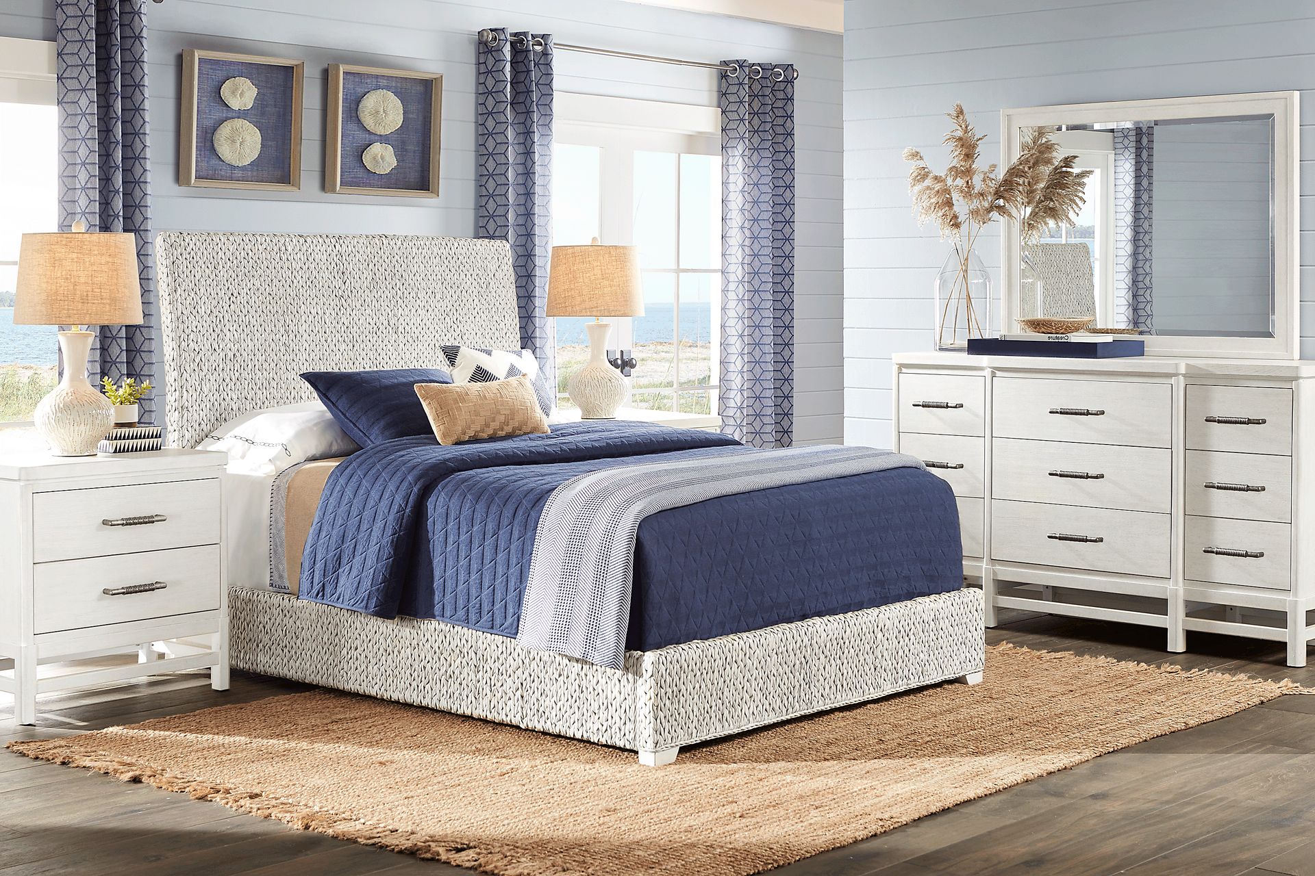 Golden Isles White 5 Pc King Woven Bedroom - Image 1