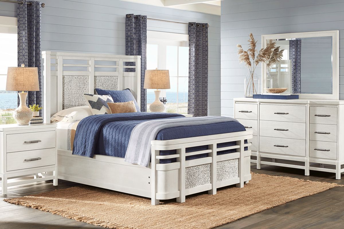 Cindy Crawford Golden Isles 5 Pc White Colors,White Queen Bedroom