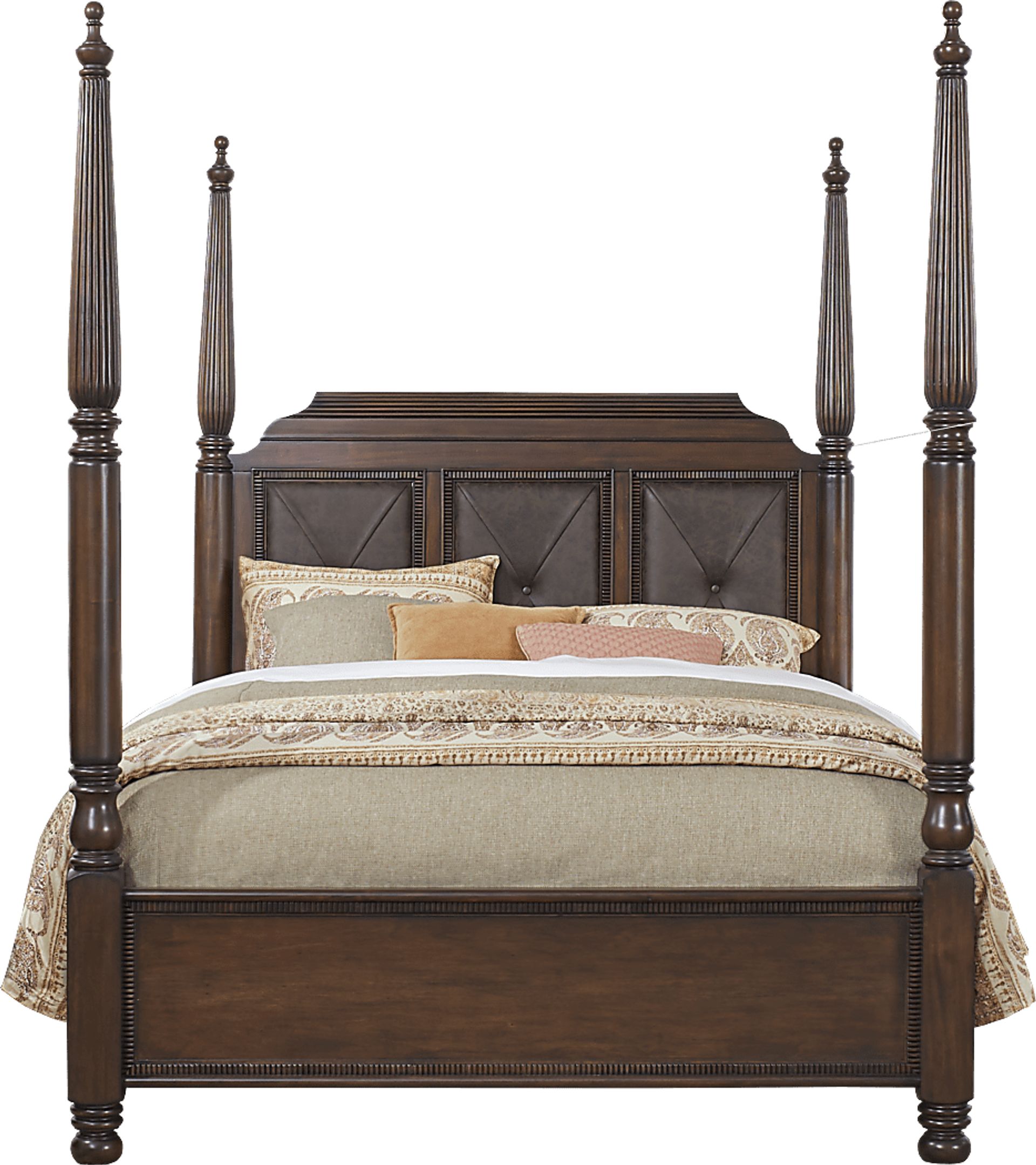 Cindy Crawford Home Grand Cayman Brown 3 Pc Queen Poster Bed - Image 1