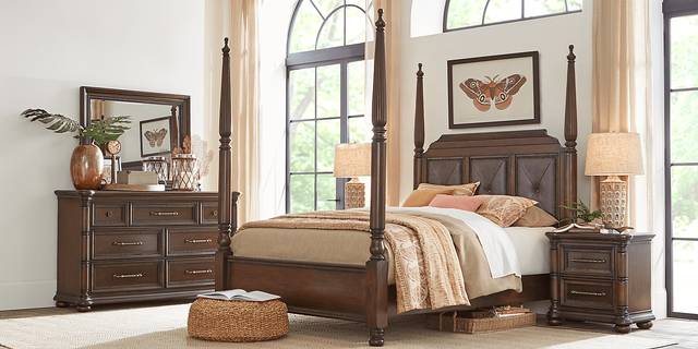 Cindy Crawford Home Grand Cayman Brown 3 Pc King Poster Bed - Thumbnail - Image 2