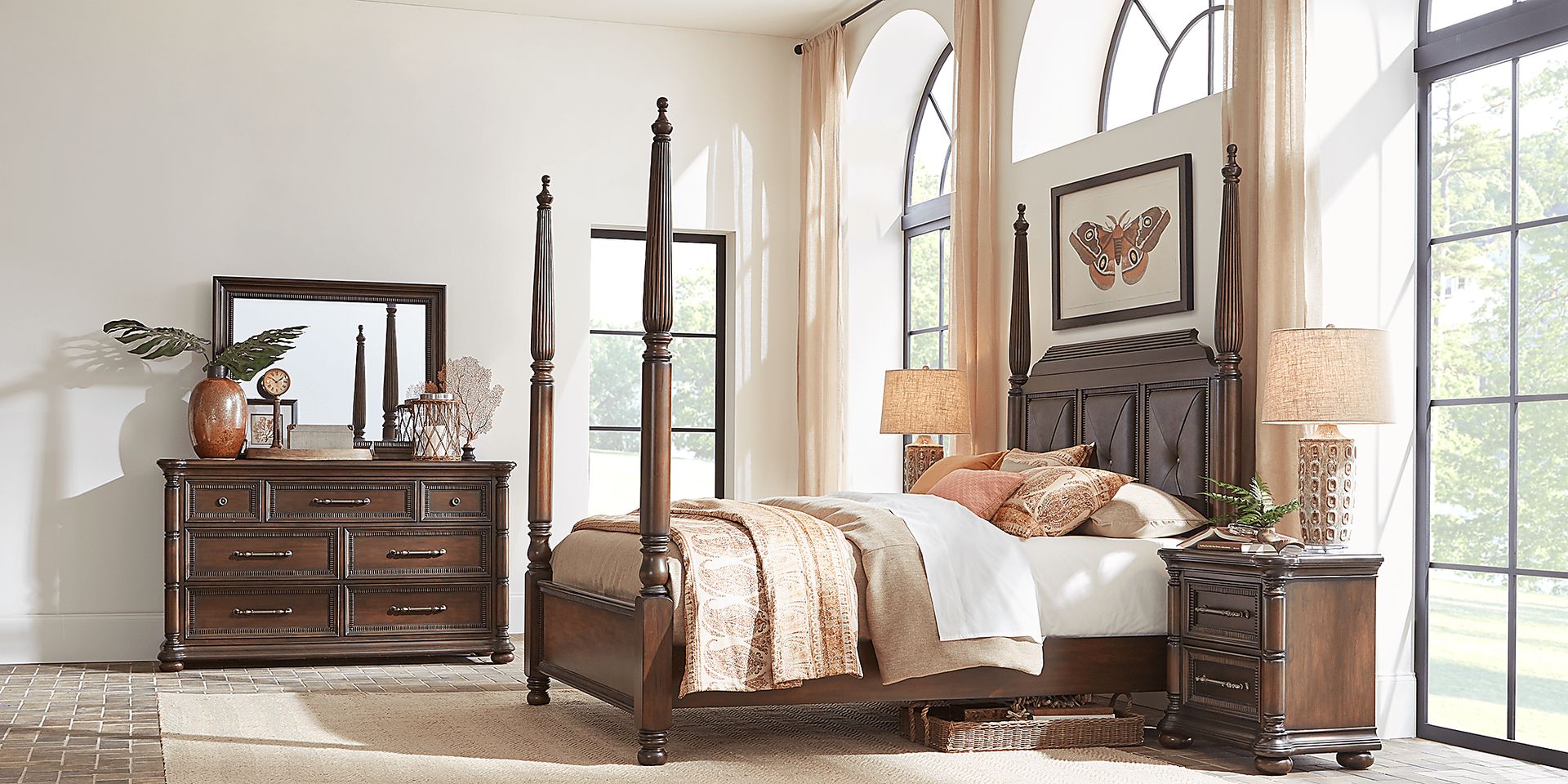 Cindy Crawford Home Grand Cayman Brown 7 Pc Queen Poster Bedroom - Image 2