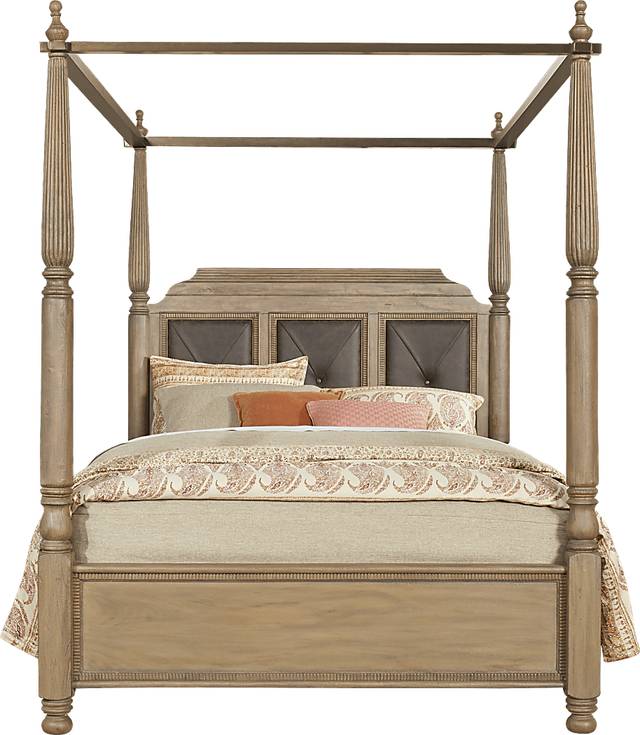 Cindy Crawford Home Grand Cayman Sandstone 4 Pc King Canopy Bed - Thumbnail - Image 1