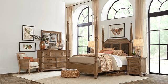 Cindy Crawford Home Grand Cayman Sandstone 7 Pc King Poster Bedroom - Thumbnail - Image 2