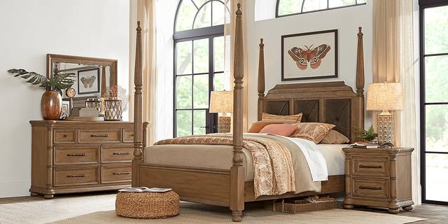 Cindy Crawford Home Grand Cayman Sandstone 7 Pc King Poster Bedroom - Thumbnail - Image 1