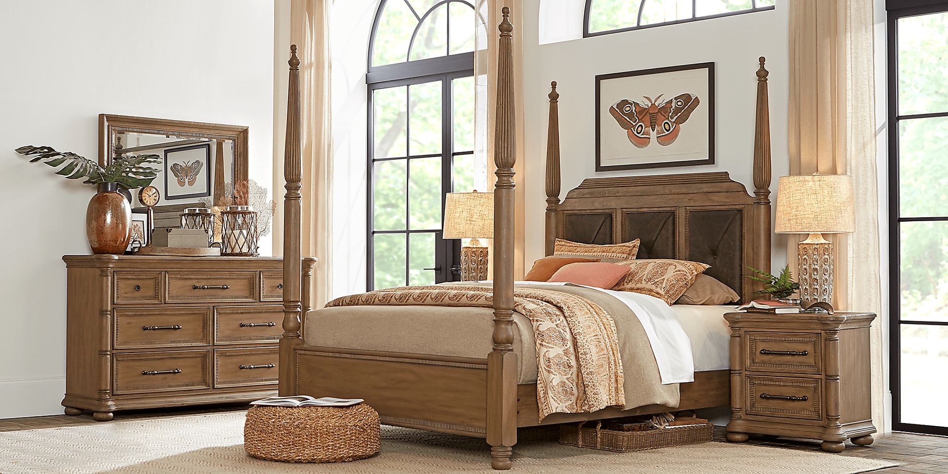 Cindy Crawford Home Grand Cayman Sandstone 7 Pc King Poster Bedroom - Image 1