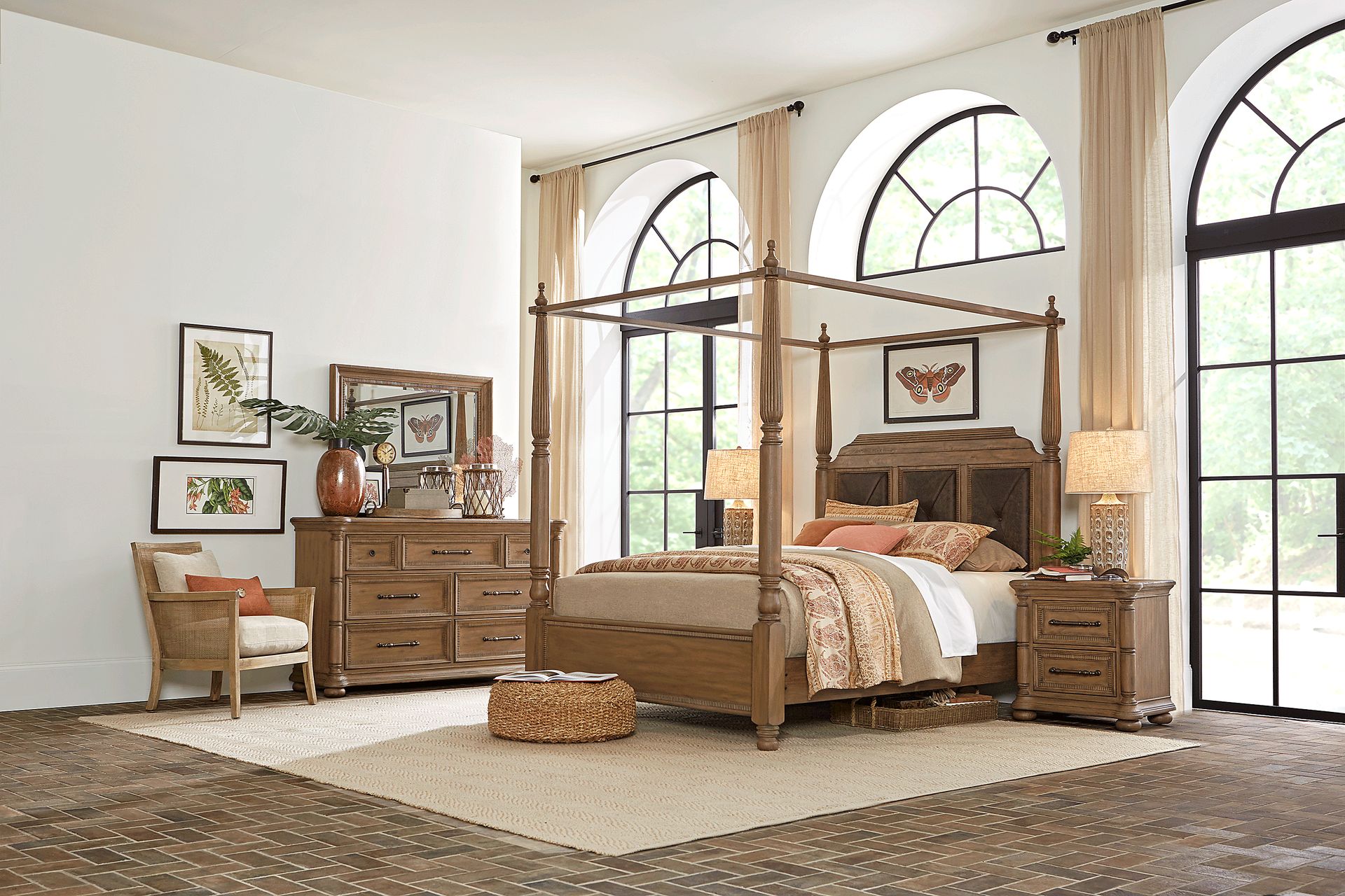 Cindy Crawford Home Grand Cayman Sandstone 8 Pc Queen Canopy Bedroom - Image 1