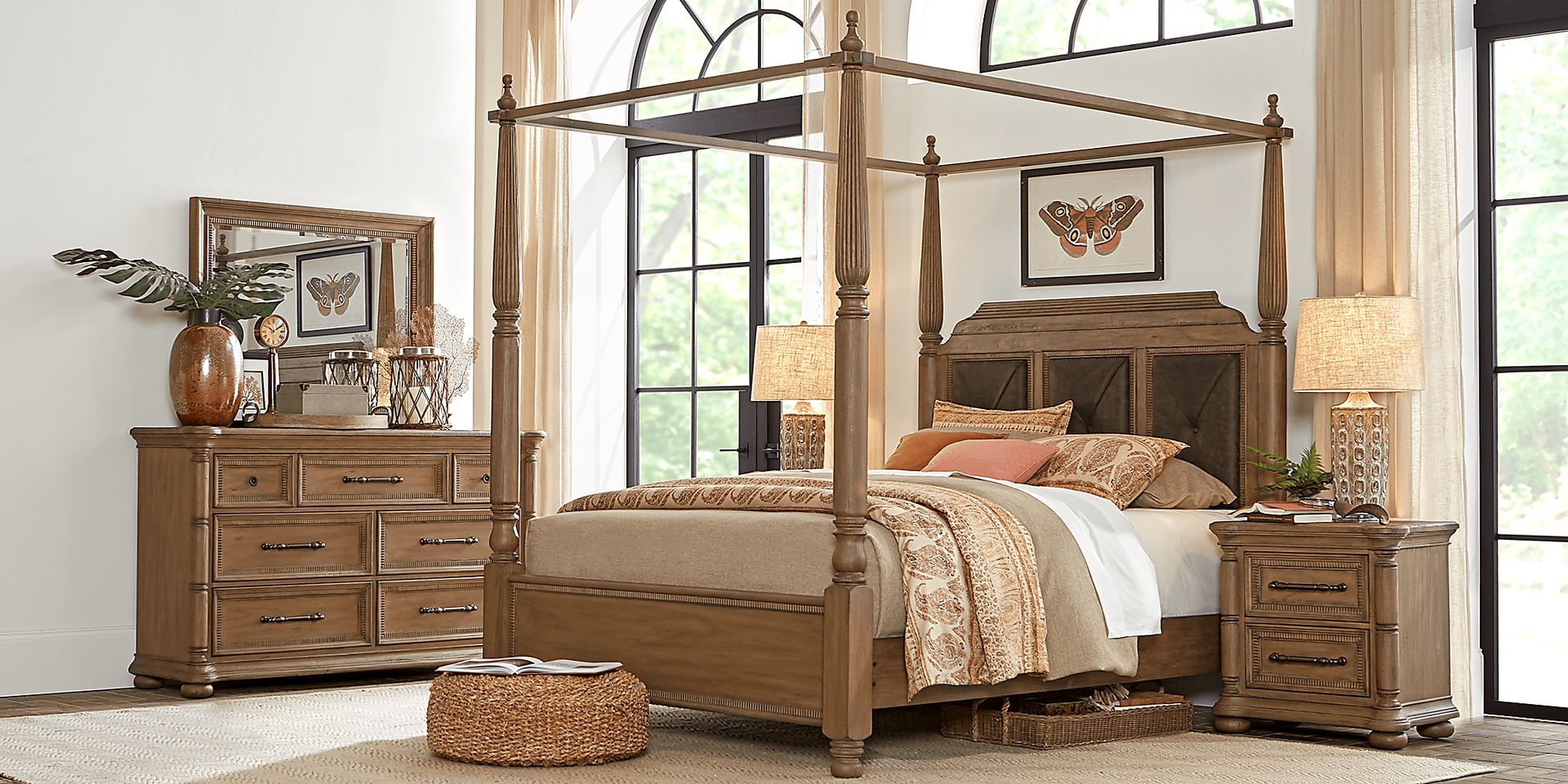 Cindy Crawford Home Grand Cayman Sandstone 9 Pc Queen Canopy Bedroom - Image 1