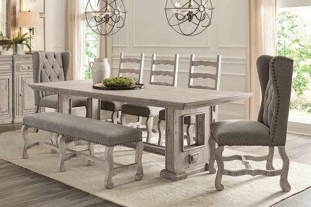 Cindy Crawford Home Gray 7 Pc 85 in. Dining Room - Thumbnail - Image 1