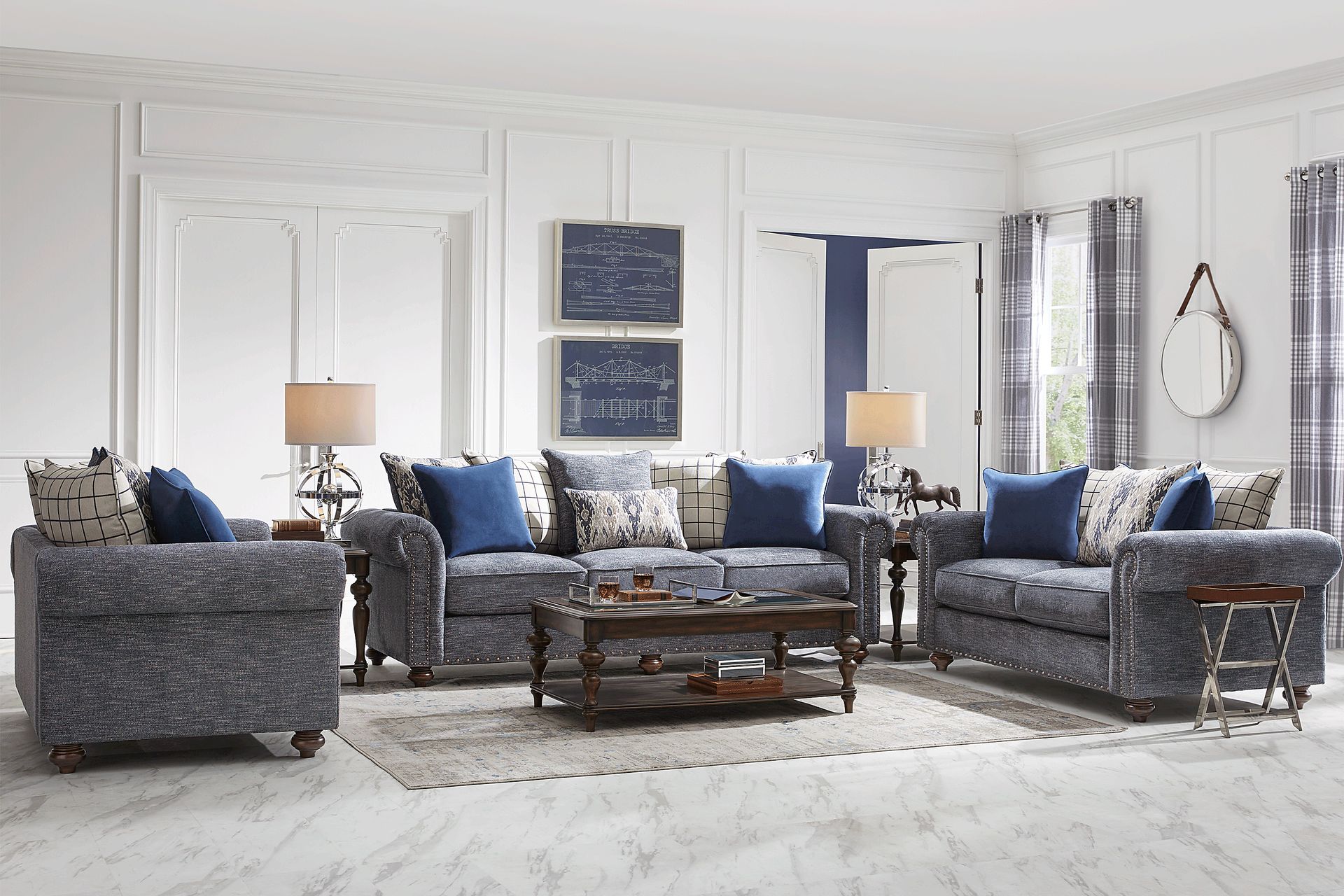 Cindy Crawford Home Greenwich Pointe Gray 5 Pc Living Room - Image 1