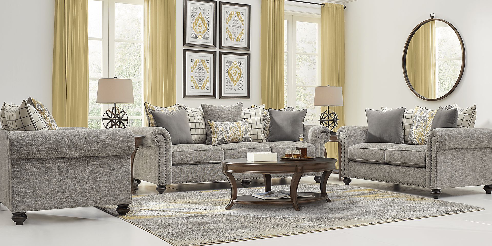 Cindy Crawford Home Greenwich Pointe Gray 7 Pc Living Room - Image 1