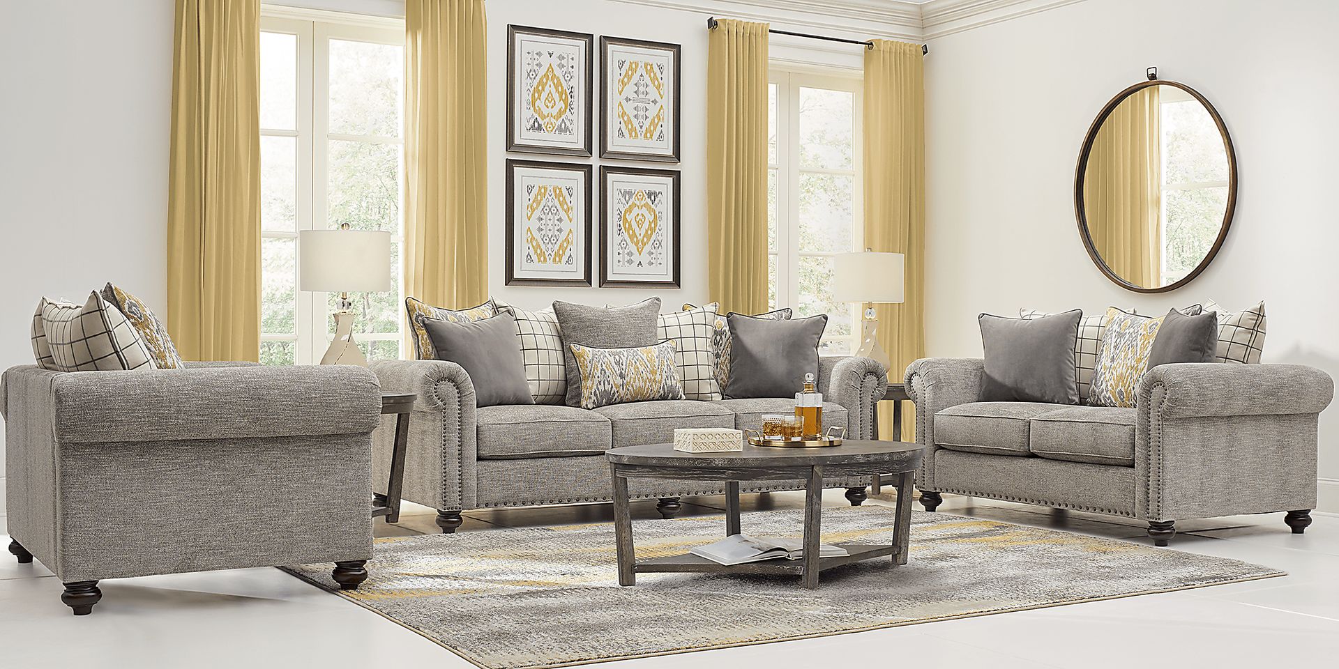 Cindy Crawford Home Greenwich Pointe Gray 8 Pc Living Room - Image 1