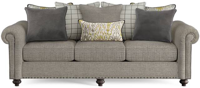 Cindy Crawford Home Greenwich Pointe Gray Sofa - Thumbnail - Image 1