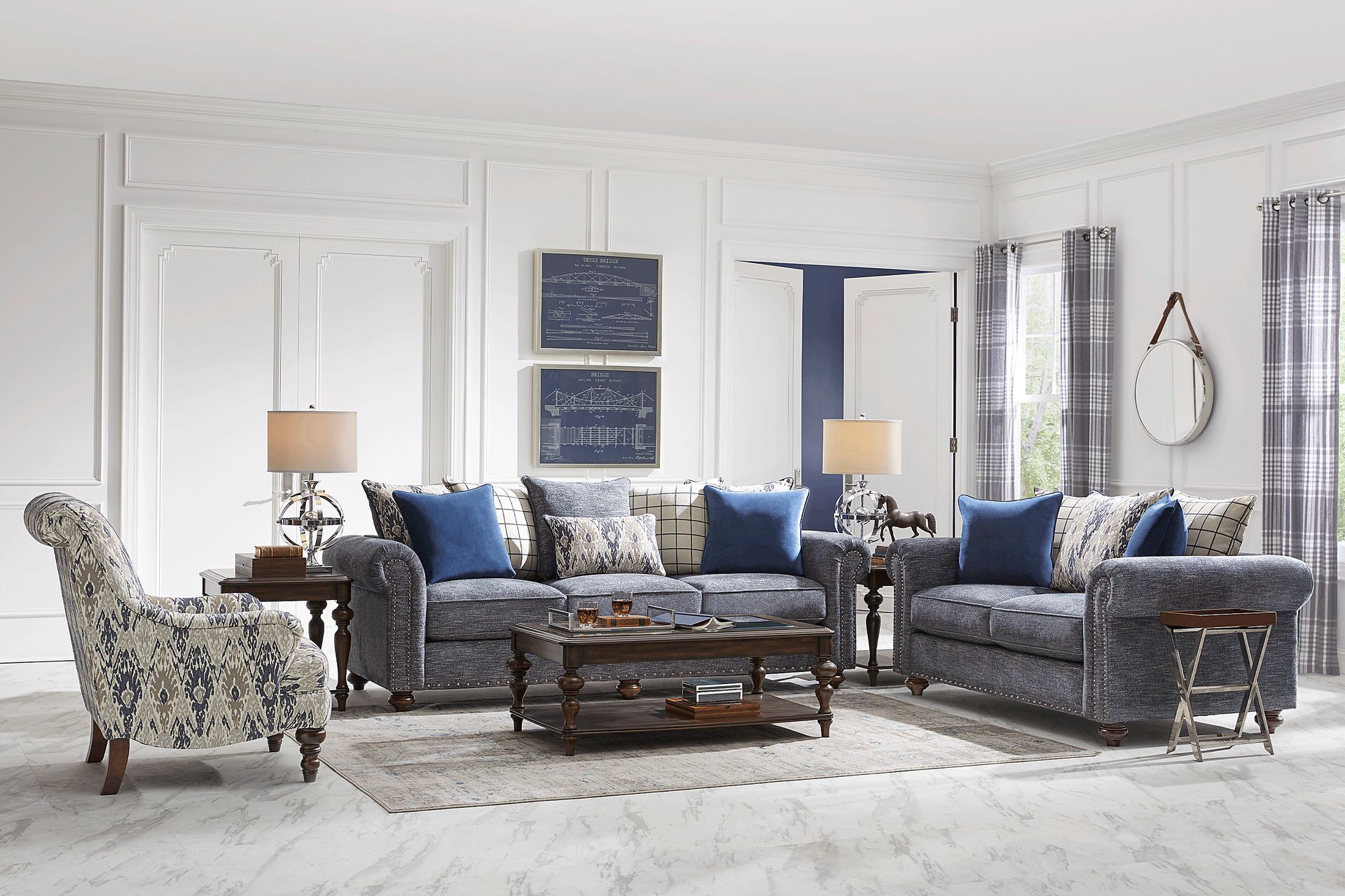 Cindy Crawford Home Greenwich Pointe Navy Loveseat - Image 2
