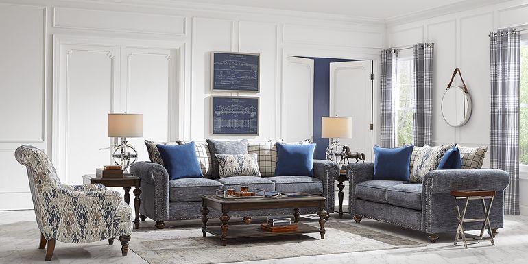 Cindy Crawford Home Greenwich Pointe Navy 2 Pc Living Room