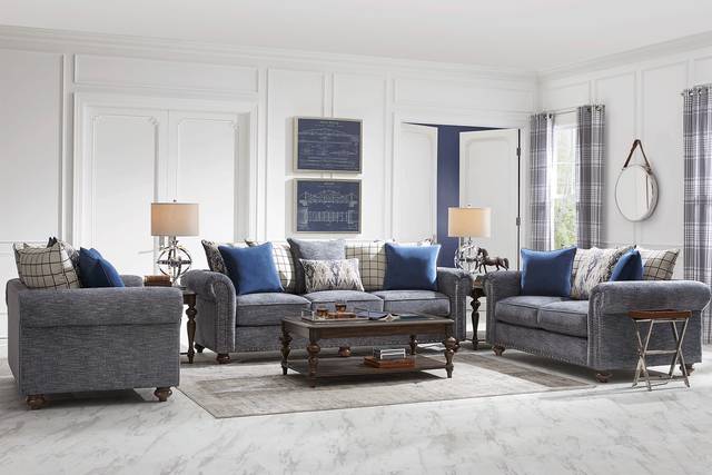 Cindy Crawford Home Greenwich Pointe Navy 5 Pc Living Room - Thumbnail - Image 1