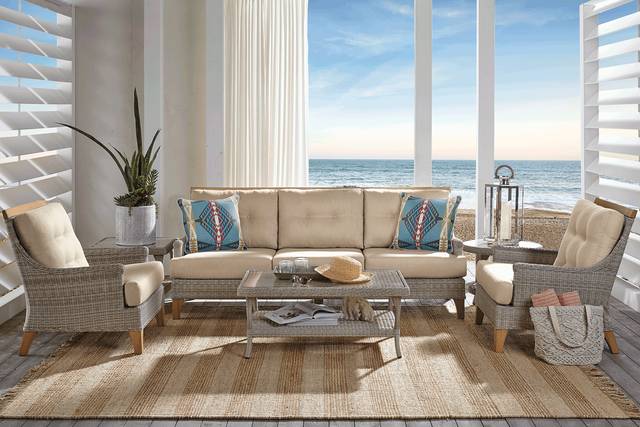 Cindy Crawford Home Hamptons Cove Gray 4 Pc Outdoor Seating Set With Pebble Cushions - Thumbnail - Image 1