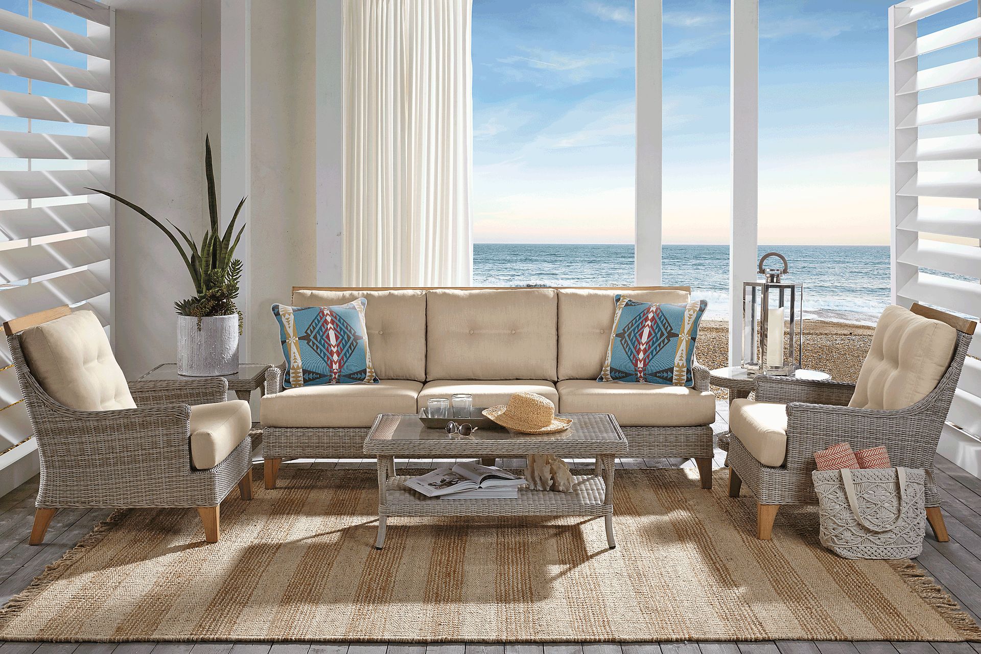 Cindy Crawford Home Hamptons Cove Gray Outdoor Chair with Pebble Cushions - Image 2