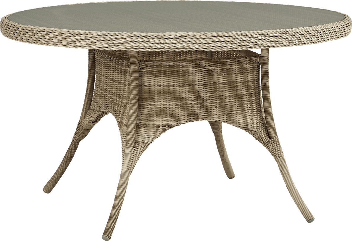 Cindy Crawford Hamptons Cove Gray Wicker Outdoor Round Dining Table Rooms To Go