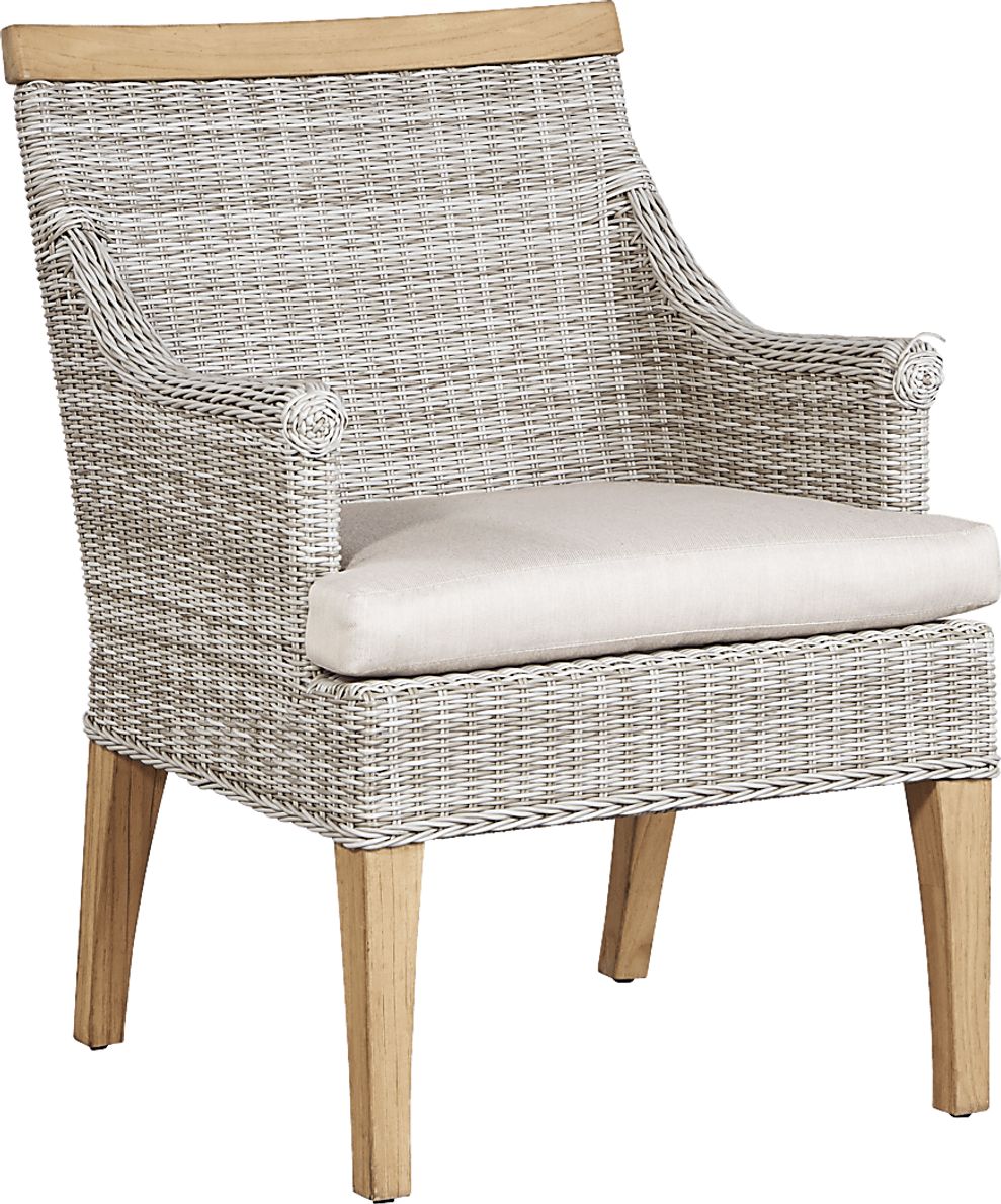 Hamptons Cove Gray Outdoor Arm Chair with Flax Cushion