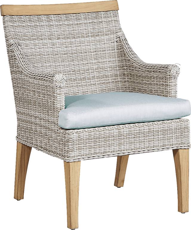 Hamptons Cove Gray Outdoor Arm Chair with Mist Cushion - Thumbnail - Image 1