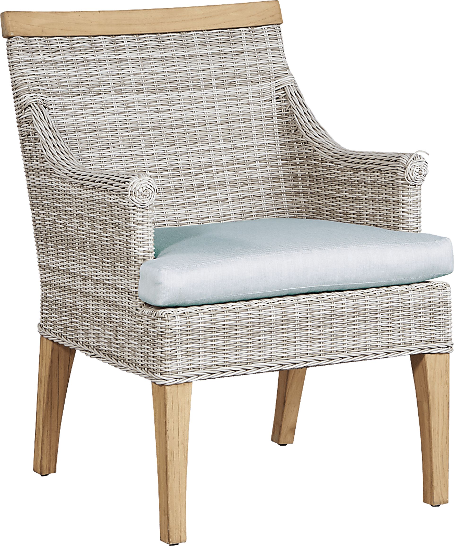 Hamptons Cove Gray Outdoor Arm Chair with Mist Cushion - Image 1