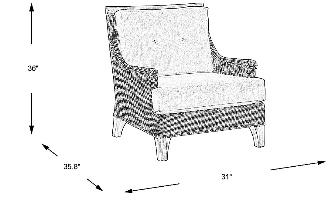 Hamptons Cove Gray Outdoor Chair with Denim Cushions