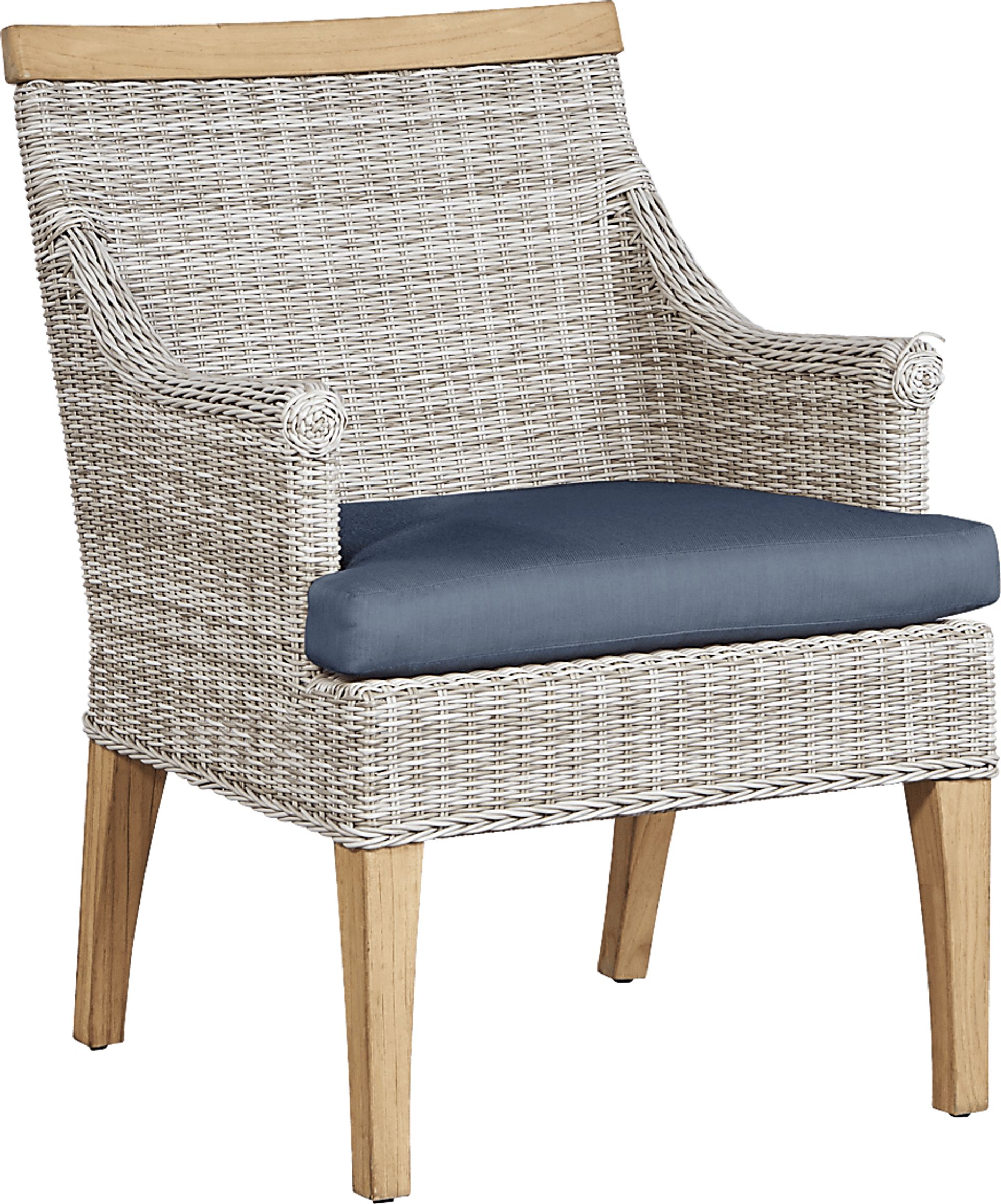 Cindy Crawford Home Hamptons Cove Gray Outdoor Arm Chair with Denim Cushions - Image 1