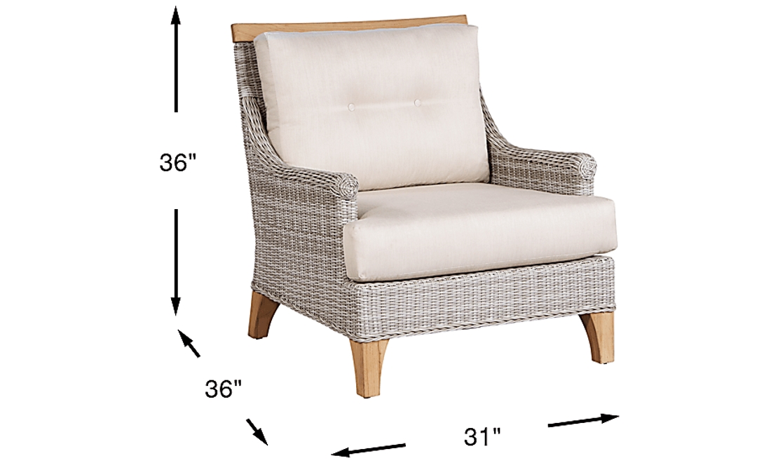 Hamptons Cove Gray Outdoor Chair with Flax Cushions