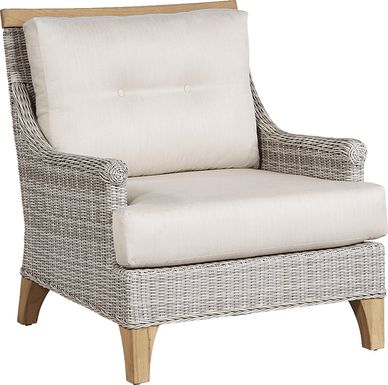 Hamptons Cove Gray Outdoor Chair with Flax Cushions