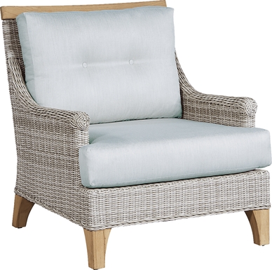 Hamptons Cove Gray Outdoor Chair with Mist Cushions