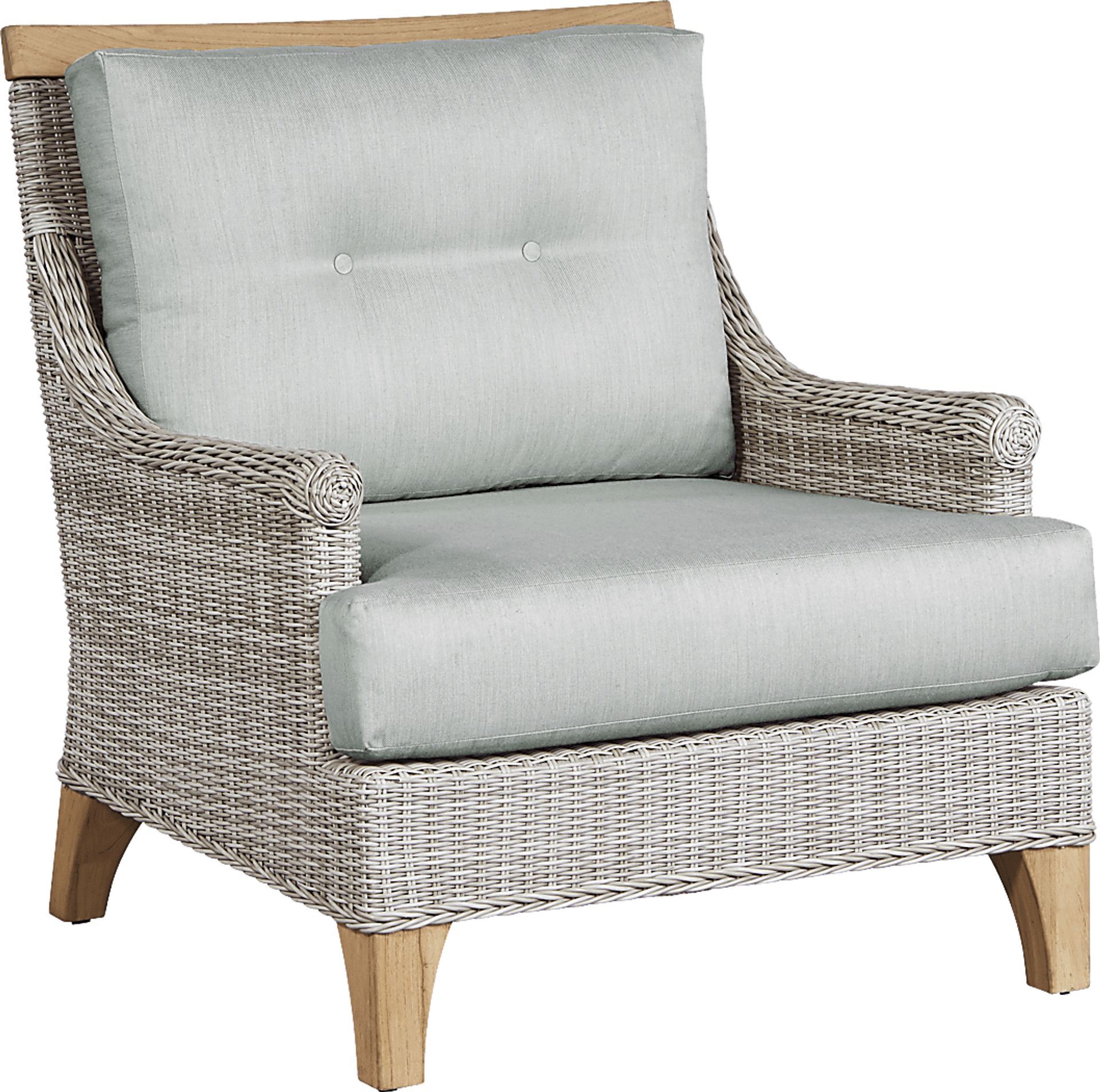Cindy Crawford Home Hamptons Cove Gray Outdoor Chair with Rollo Seafoam Cushions - Image 1