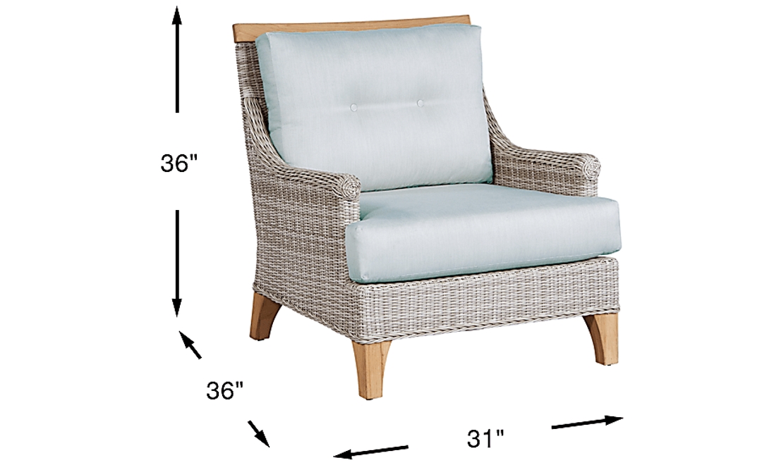 Hamptons Cove Gray Outdoor Chair with Mist Cushions