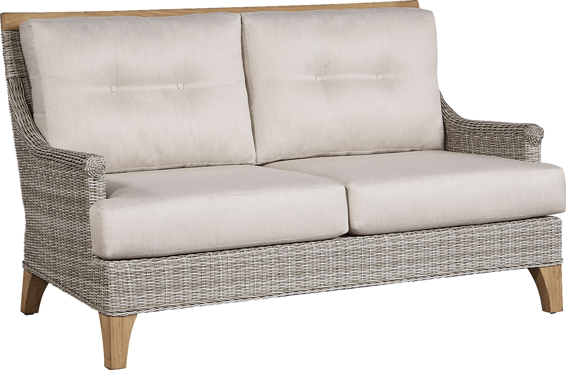 Cindy Crawford Home Hamptons Cove Gray Outdoor Loveseat with Flax Cushions - Image 3