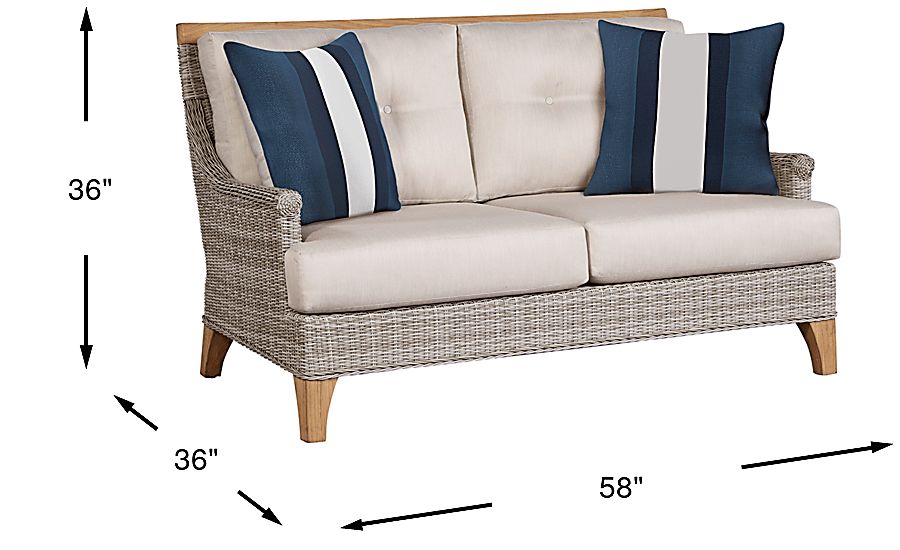 Cindy Crawford Home Hamptons Cove Gray Outdoor Loveseat with Flax