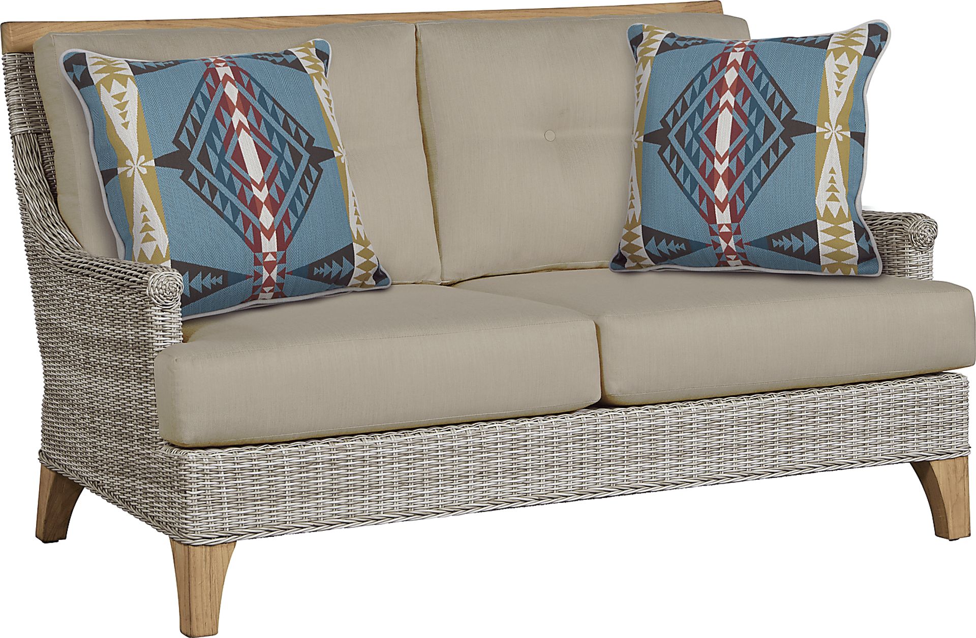 Cindy Crawford Home Hamptons Cove Gray Outdoor Loveseat with Pebble Cushions - Image 1