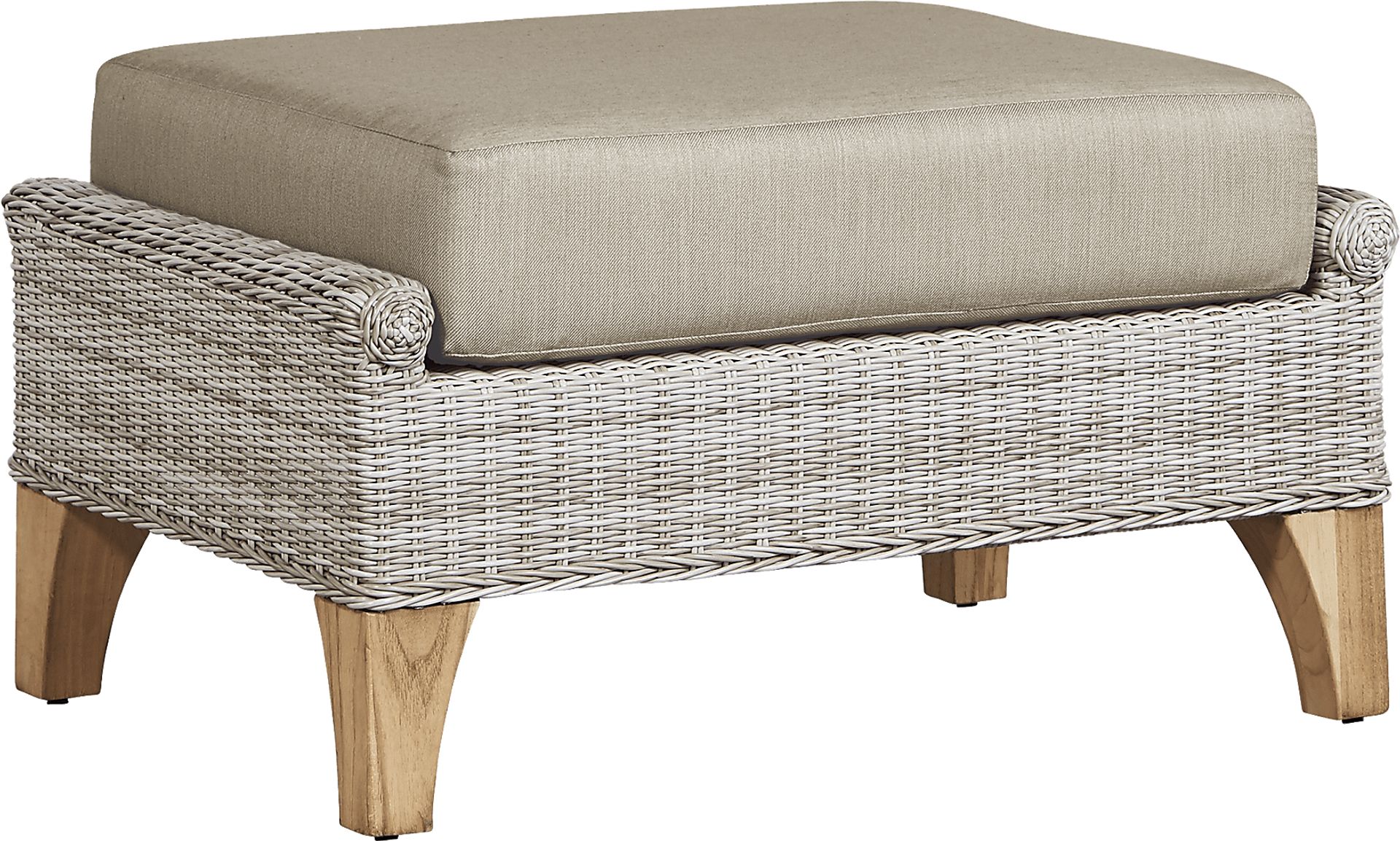Hamptons Cove Gray Outdoor Ottoman with Pebble Cushion - Image 1