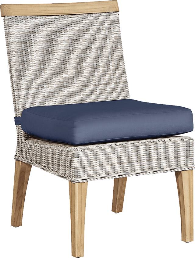 Cindy Crawford Home Hamptons Cove Gray 5 Pc Round Outdoor Dining Set with Denim Cushions - Thumbnail - Image 3